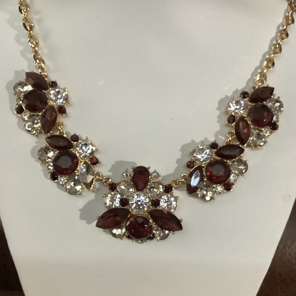 Charter Club Floral Necklace Rhinestones Costume Jewelry 1630